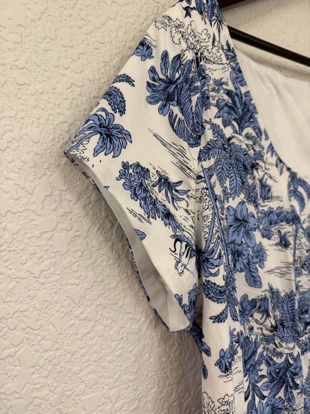 Joie Blue White Toile Midi Dress | Cottagecore | Summer Coastal Chic | Size 16 - Picture 6 of 13